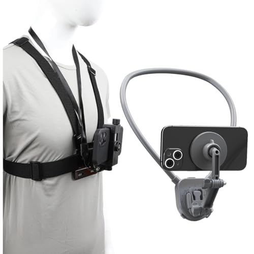 PellKing Chest Strap Mount Magnetic Neck Mount Kit for Magsafe, Hands Free Neck Phone Holder POV/Vlog Neck Mount Video Recording for iPhone 15 14 13 12 Plus Pro Max