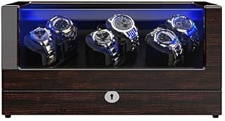 TRIPLE TREE Watch Winder, for Rolex Automatic Watches with Soft and Flexible Watch Pillows, Wooden Shell, Powered by Japanese Motor, Built-in Blue LED Illuminated
