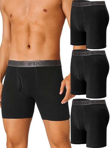 FINETOO Mens Underwear Boxer Briefs Soft Breathable Cotton Wide Waistband Men Underwear 3 Pack
