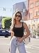 OQQ Women's 3 Piece Tank Shirt Ribbed Seamless Workout Exercise Yoga Crop, Black Coffee Beige, Small