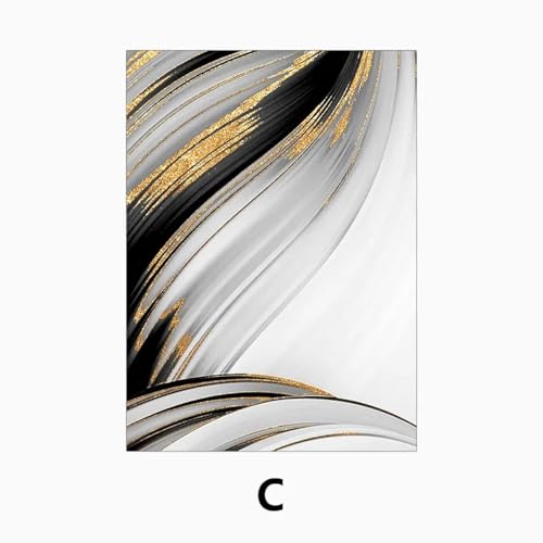 Impression sur toile abstraite noire dorée triptyque 60x80cm - 2