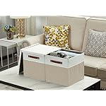 DECOMOMO Storage Basket with Lid, Storage Cubes with Handles, Beige & White - Image 4