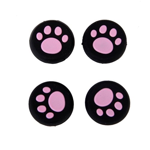 Mnixy - Tappi di ricambio in silicone per joystick PS4, motivo: zampe, colore: rosa