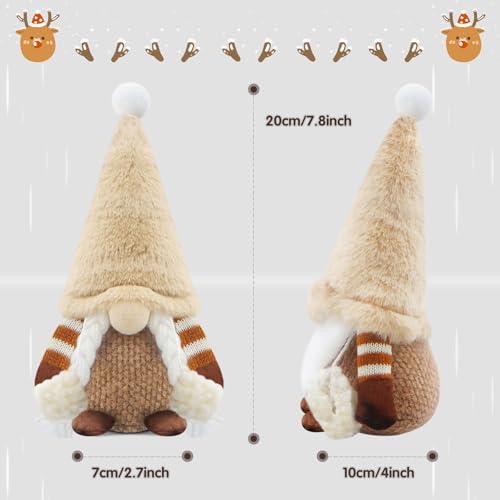 Gehydy-Set-of-2-Christmas-Gnomes-Decorations-Handmade-Glove-Gnome-Plush-Stuffed-Xmas-Decor-for-Home-Kitchen-Farmhouse-Tiered-Tray-Brown Gehydy Set of 2 Christmas Gnomes Decorations Handmade Glove Gnome Plush Stuffed Xmas Decor for Home Kitchen Farmhouse Tiered Tray Brown