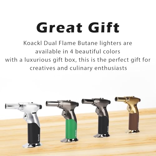 Koackl 529BG Dual Flame Mode Butane Torch Lighter, Refillable Luxury Kitchen Torch thumb #6