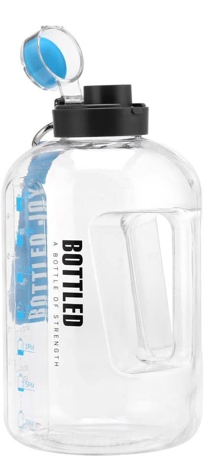 Image of 2.5 Liter Motivational Sports Gym Bottle Daily water intake with Time Markings BPA-Free. Leak proof For adults For Gym, Travel And office - White