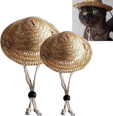 Summer Adjustable Pet Dog Outdoor Straw Hat Novelty Puppy Small Kitty Cat Sunhats Dog Hat Apparel and Accessories - Image 3