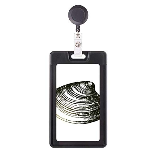 Porte-badge rétractable vie marine noire à illustration festonnée pour cartes de bureau