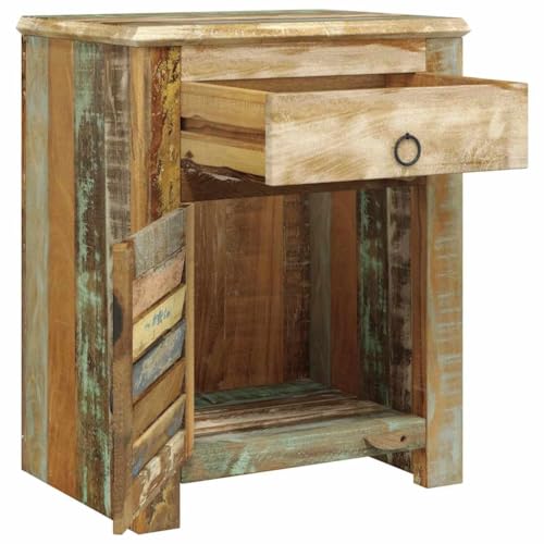 Table de Chevet Vintage Multicolore 1 tiroir 1 Porte