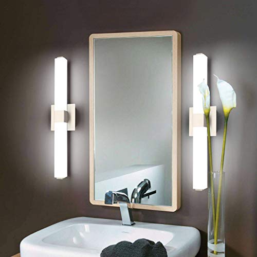 Image of 24in Modern Bathroom Vanity Light, 3CCT Dimmable Nickel LED Vanity Lights Bar, 18W Bathroom Lighting Fixtures Above Mirror 3000K /4500K /6000K Selectable