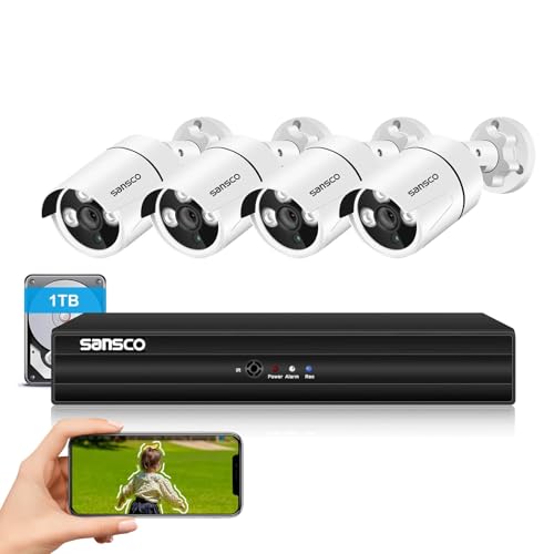 SANSCO 5MP Outdoor CCTV Camera System with 1TB Hard Drive, 8...