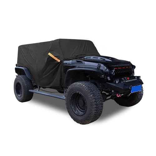 Image of SUV Car Cover Cab Cover for Jeep Wrangler JK JL Hardtop 4 Door 2007-2021 Outdoor Sun Dust Snow Protection 210D Oxford with Driver Door Zipper Black Auto Replacement Parts