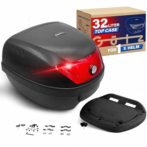 Götz Motorradkoffer 32 Liter, Top case universal, Helmkoffer für Roller, Motorrad, Mofa, Quad