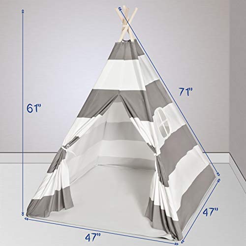 Kids Teepee Tent for Kids ,Kids Play Tent for Girls & Boys, Gifts Playhouse for Kids Indoor Outdoor Games, Kids Toys House for Baby (Stripe Teepee Tent) - Thumbnail 5
