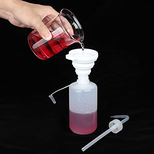Hyber&Cara Safety Wash Bottle 3Pcs 250Ml Plastic Squeeze Bottle With Cap For Lab Plant Watering Tattoo Wash Bottle With 1Pc Silicone Funnel thumb #4