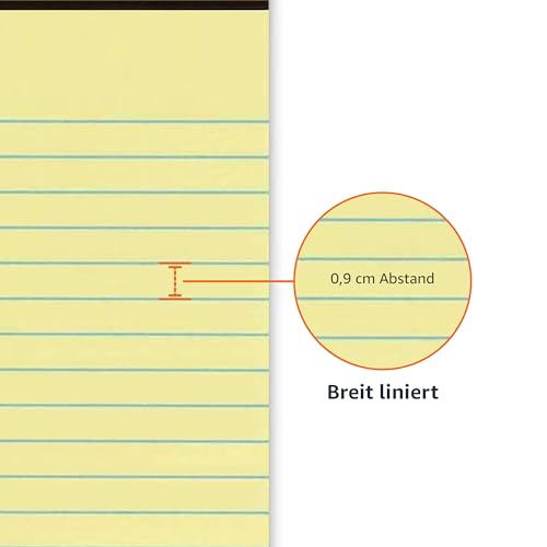 Amazon Basics Legal/breit liniert 50 Blatt pro Pad, 21.59 cm x 29.8 cm (Packung mit 12 Stück), Kanarisch