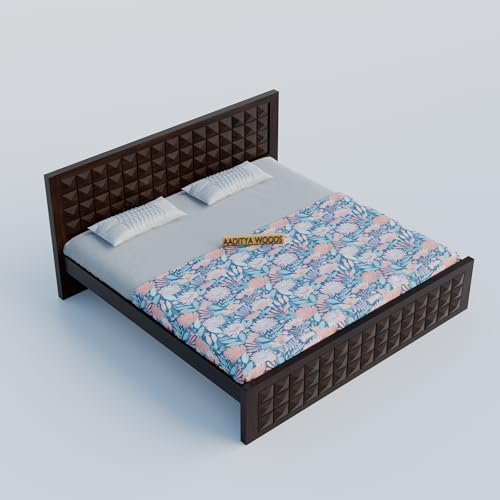 Image of AADITYA WOODS Solid Sheesham Wood King Size Bed Cot Without Storage | Wooden Bed for Bedroom | Multipurpose Use Cot Palang Diwan (Walnut k3, King) (82x74x41 inch)