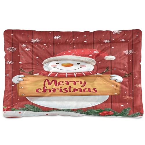 Coikll Christmas Frame Pet Bed Pad Soft Dog Bed Mat with Anti-Slip Bottom, Machine Washable Crate Pad Mattress for Dog Sleeping- 24 * 18 inches