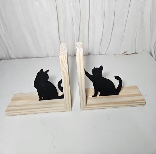 Porta Livros Com Decoração de Gato - Aparador de Livros Com decoração em Gatos Organizador de Escrit