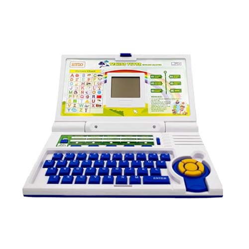 Image of ToyBharat Techno Tutor English Learner Laptop: A Fun and Educational Toy for Kids Ages 3-8 with 20 Activities for Learning and Play in Letters, Words, Melodies, and Games (Blue)