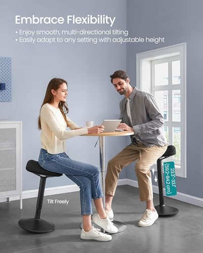 Image of SONGMICS Ergonomic Wobble Stool, Height Adjustable Standing Desk Stool 23.3-33.1 Inches, Swivel Balance Chair with Non-Slip Base, Saddle Seat, for Active Sitting, Office, Home, Ink Black UOSC008B01