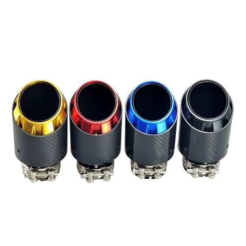 Embout d'échappement voiture en carbone silencieux inox noir 63-101mm