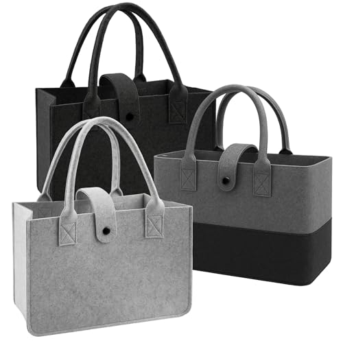 FZSECRIU 3 Stück filztasche，30cm*20cm*18cm filztaschen shopper,einkaufstasche,einkaufskorb klein,kleiner einkaufskorb,einkaufstasche klein