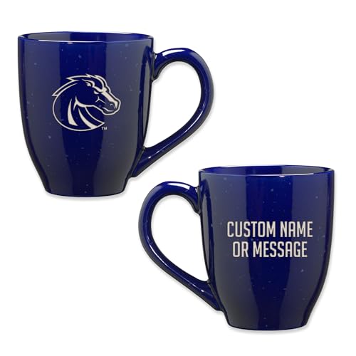 Image of Rico Industries NCAA Boise State Broncos Royal Blue Personalized 16 oz Team Color Laser Engraved Speckled Ceramic Coffee Mug