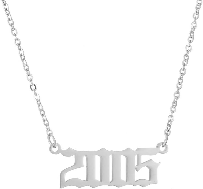 AFSTALR Birth Year Number Necklace Women Birthday Gifts Charm Friendship Jewellry for Girls 1980-2019, Silver/Gold/Rose Gold