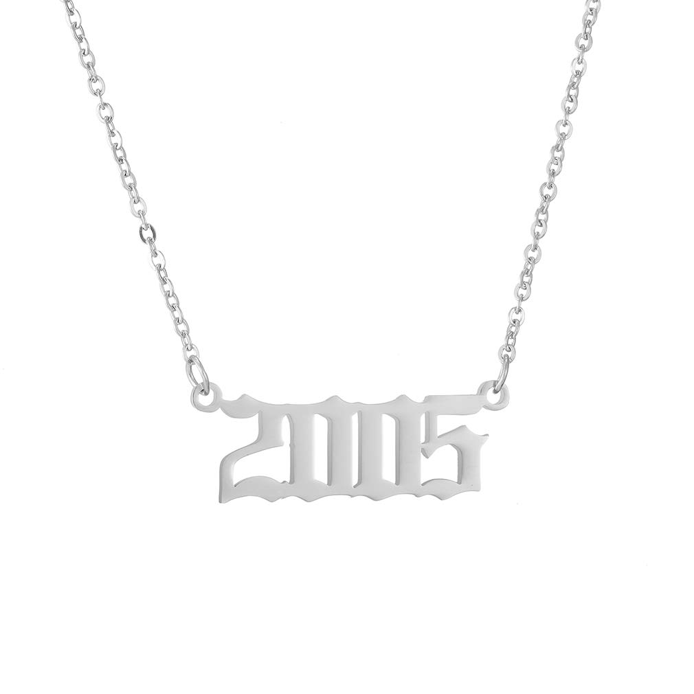 AFSTALR Birth Year Number Necklace Women Birthday Gifts Charm Friendship Jewellry for Girls 1980-2019, Silver/Gold/Rose Gold