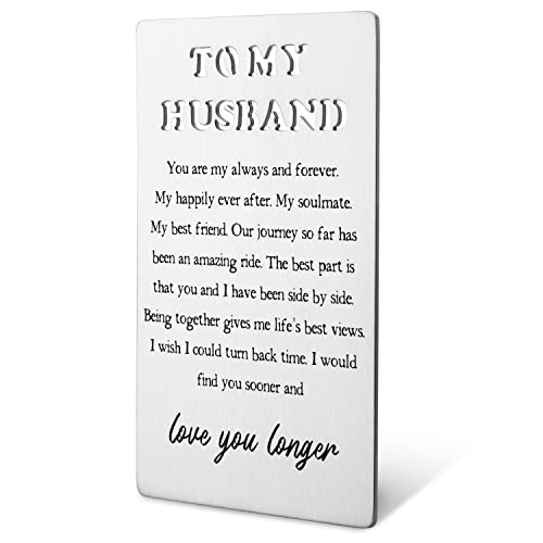 akeke Anniversary Card for Hubby Husband Wallet Card From Wife Engraved Wallet Insert Card I Love You Gifts Love Notes for Husband Long Distance Relationship Birthday Gifts for Husband Hubby Him BEC2