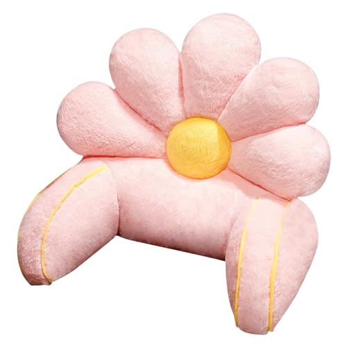 Almohada de lectura con soporte para los brazos, respaldo de piel sintética para cama, ideal para descansar, ver la televisión y jugar, funda lavable, bonita forma de flor