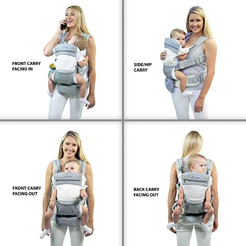 Organic Baby Carrier New Born to Toddler –Infant & Child Carrier with Lumbar Support for Men & Women –Baby Backpack Carrier for Hiking -Baby Holder & Sling Carrier- Mesh Grey