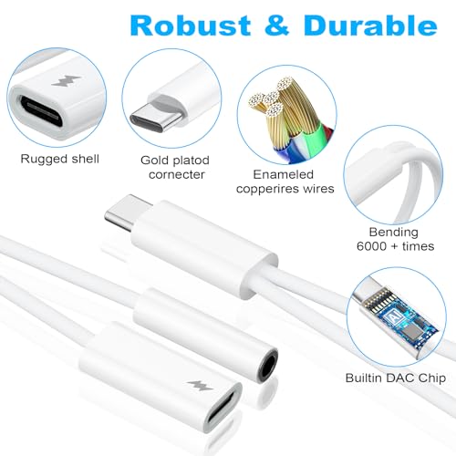 AXFEE 2-In-1 Type C to C 27W Fast Charging, 3.5mm Jack - Compatible with iPhone 15/Pro/Max, Samsung Galaxy S23/S22/S21/S20/Pixel 7/6/Huawei Mate 40/60/P30, Android Phone - Image 3