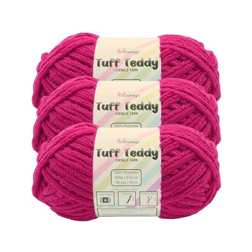 Okeydokeys Chenille super épaisse taille 6, 3-pack (300g/228y), rose dragonfruit #37