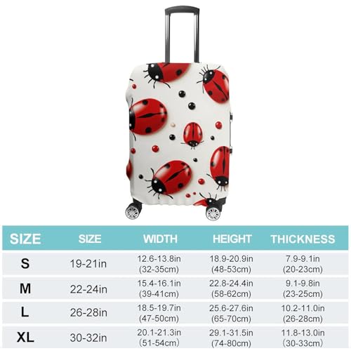Red Ladybug Luggage Cover Protector - Travel Suitcase Sleeve with Dual-Sided Prints, Universal Fit 18-32 Inch, Washable Anti-Scratch Travel Baggage Cover XL2