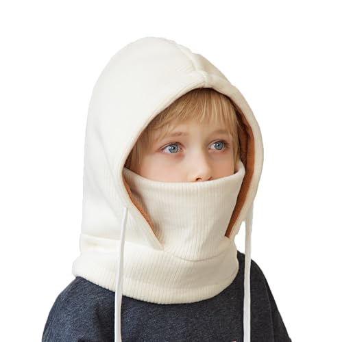 Kids Fleece Balaclava Ski Mask, Windproof Hood with Neck Warmer, Adjustable Winter Hat for Boys & Girls Ages 4-104