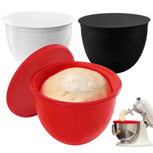 Inserts en Silicone, Ensemble de 3 Bols pour KitchenAid Robots Liners en Silicone pour Mixeurs à Tête Inclinée de Quart avec Couvercles Bols de Rechange...