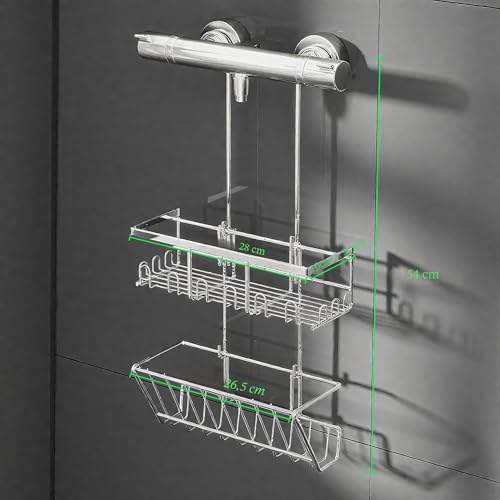 Etagere douche a suspendre inox, rangement douche sans perçage support double - 7