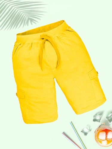 Image of KiddoPanti Boys Knit Solid Cargo Shorts | 100% Cotton | Comfortable Rib Waistband | 2 Front Pockets & 2 Cargo Pockets | Sport Bermuda Half Pant for Boys