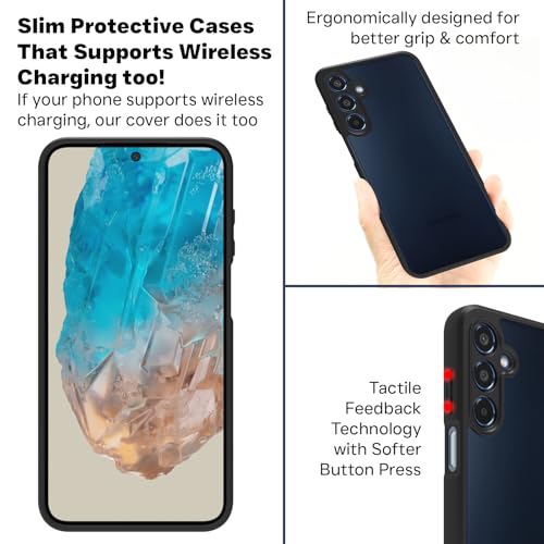 Image of RIGGEAR Shockproof Sleek Hybrid Armor Back Cover Case Compatible with Samsung Galaxy M35 5G (Smoke Black Matte PC + Black TPU Bumper)