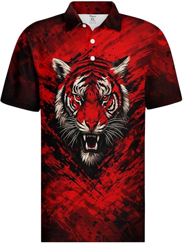 Image of PAGYMO Funny Golf Shirts for Men Crazy Printed Pattern Novelty Moisture Wicking Performance Mens Polo Shirt