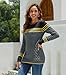 Hormtaer Damen Pullover Rundhals Colorblock Herbstpulli Stilvolle Slim Fit Gestreift Sweater Bequem Warm Strickpullover Langarm Tops Strickwaren (Dunkelgrau, L)