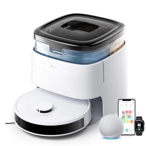 Image of Lefant Robot Vacuum and Mop, 12000Pa Suction,Multifunctional Dock with Hot Water Self-Cleaning&Drying, Obstacle Avoidance,90-Day Self-Emptying, 5G WiFi Alexa /APP /iWatch Control, M3 White