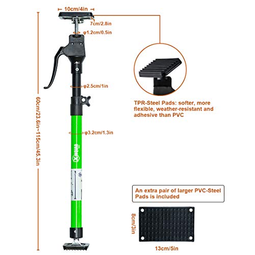 Xinqiao Third Hand Tool 3Rd Hand Support System, Premium Steel Support Rod With 154 Lb Capacity For Cabinet Jack, Drywall Jack& Cargo Bars, 23.6 In- 45.3 In Long, 1 Pc, Green #TOP2