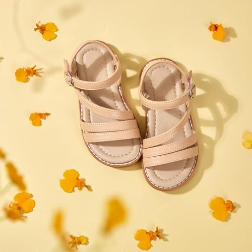 Image of ESTINE Toddler /Little Kid Girls Dress Cross Strappy Open Toe Sandals Princess Flats Summer Flower Girl Shoes