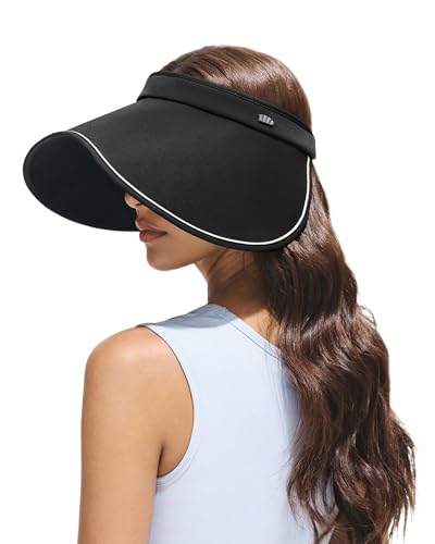 BENEUNDER Wide Brim Sun Hat for Women UPF50+ UV Protection Side Face Coverage Rollable Packable Beach Travel Vacation Black
