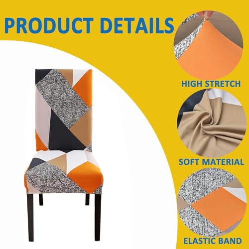 Image of P-PLUS INTERNATIONAL Elastic Chair Cover Set of 4 for Dining Table - Multicolor Seater Chairs Cover