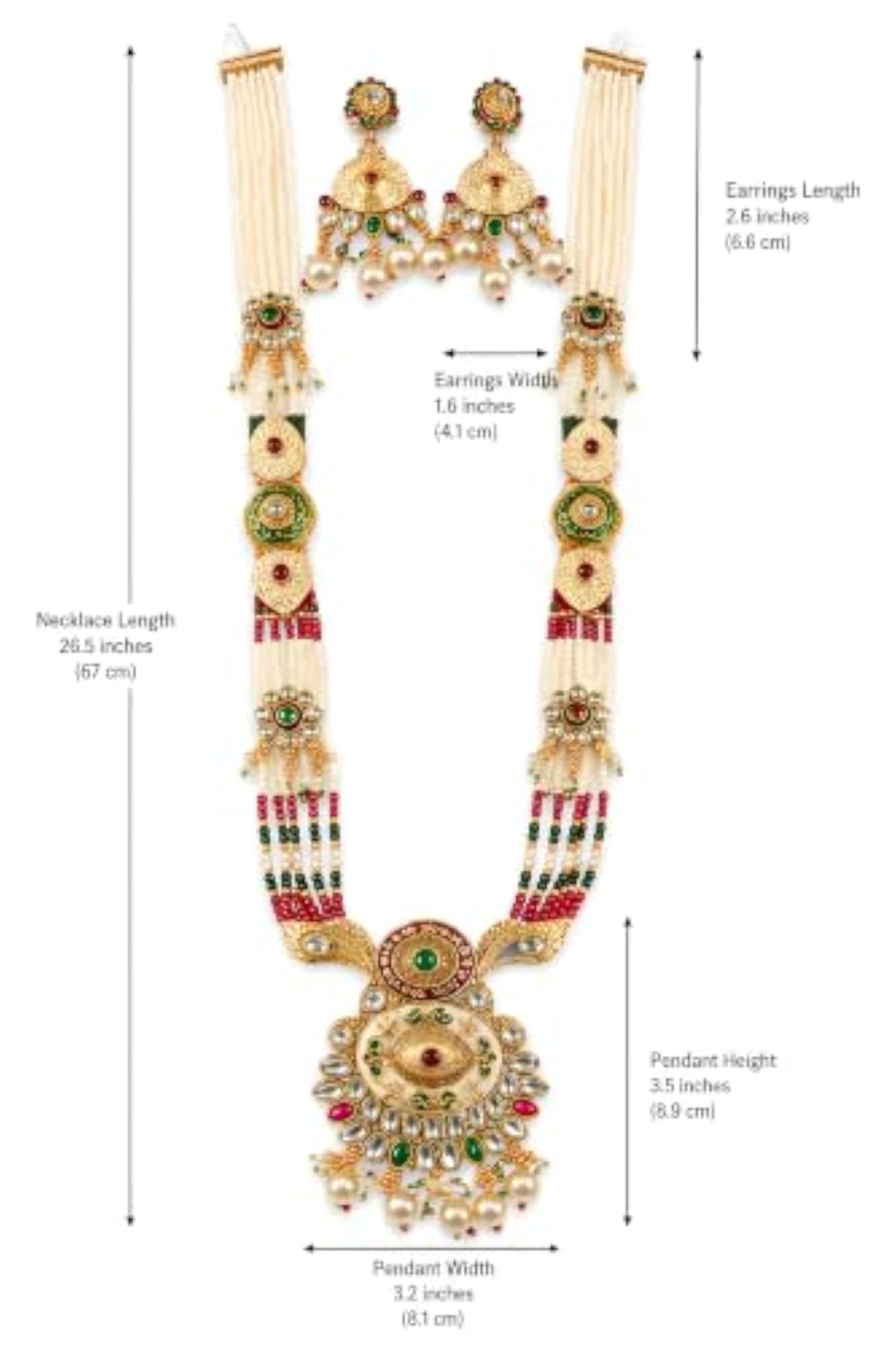 Traditional Kundan Pearl Long Necklace Set with Earrings