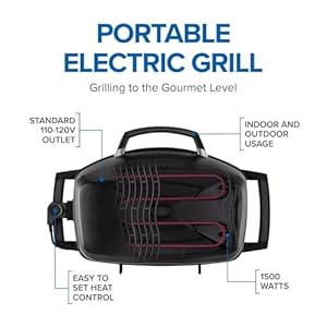 Napoleon - TravelQ PRO285E Portable Electric Grill, Black, For Tailgating, Camping, And Small Outdoor Spaces Napoleon TravelQ PRO285E Portable Electric Grill Black For Tailgating Camping And Small Outdoor Spaces